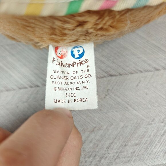 Vintage 1985 Fisher-Price Sleepytime Betsy Bear Plush With Striped Pajamas & Hat - Picture 2 of 6